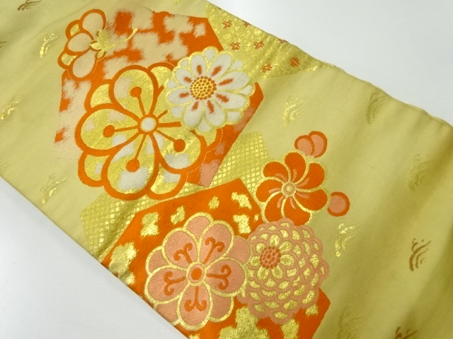 アンティーク　花模様織出し名古屋帯（材料）